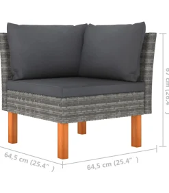 Online 10-delige Loungeset poly rattan en eucalyptushout grijs Tuinmeubelen