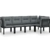 vidaXL 5-delige Loungeset poly rattan zwart en grijs