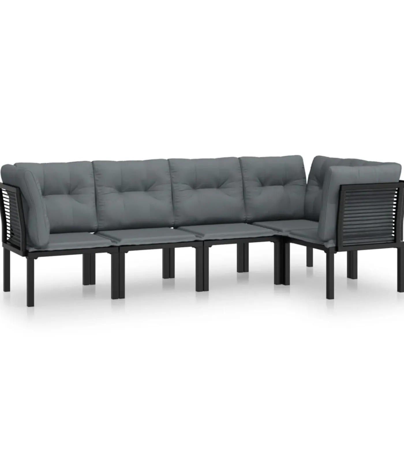 vidaXL 5-delige Loungeset poly rattan zwart en grijs