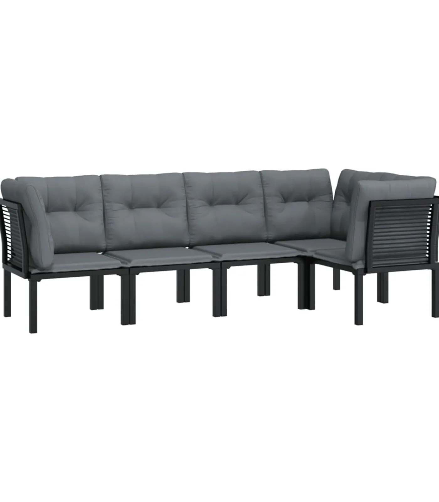 vidaXL 5-delige Loungeset poly rattan zwart en grijs