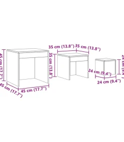 vidaXL 3-delige Tafeltjesset bewerkt hout artisanaal eikenkleur