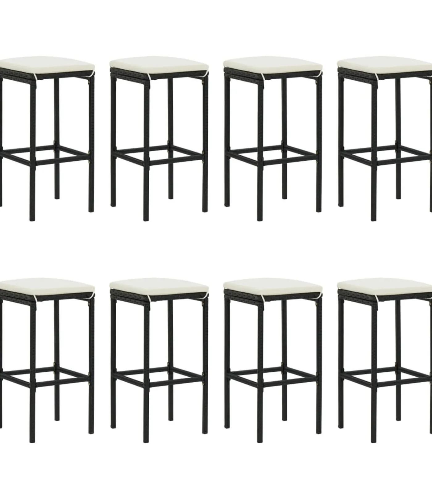 Clearance 9-delige Tuinbarset met kussens poly rattan zwart Tuinmeubelen