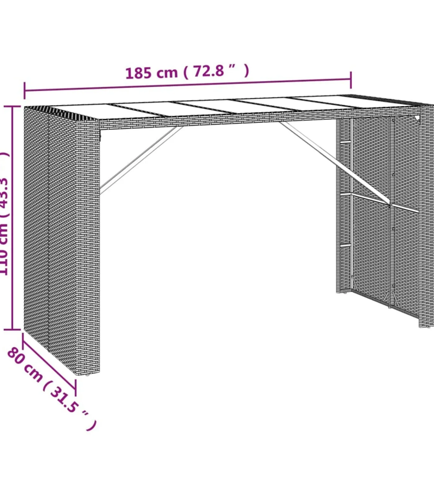 Clearance 9-delige Tuinbarset met kussens poly rattan zwart Tuinmeubelen