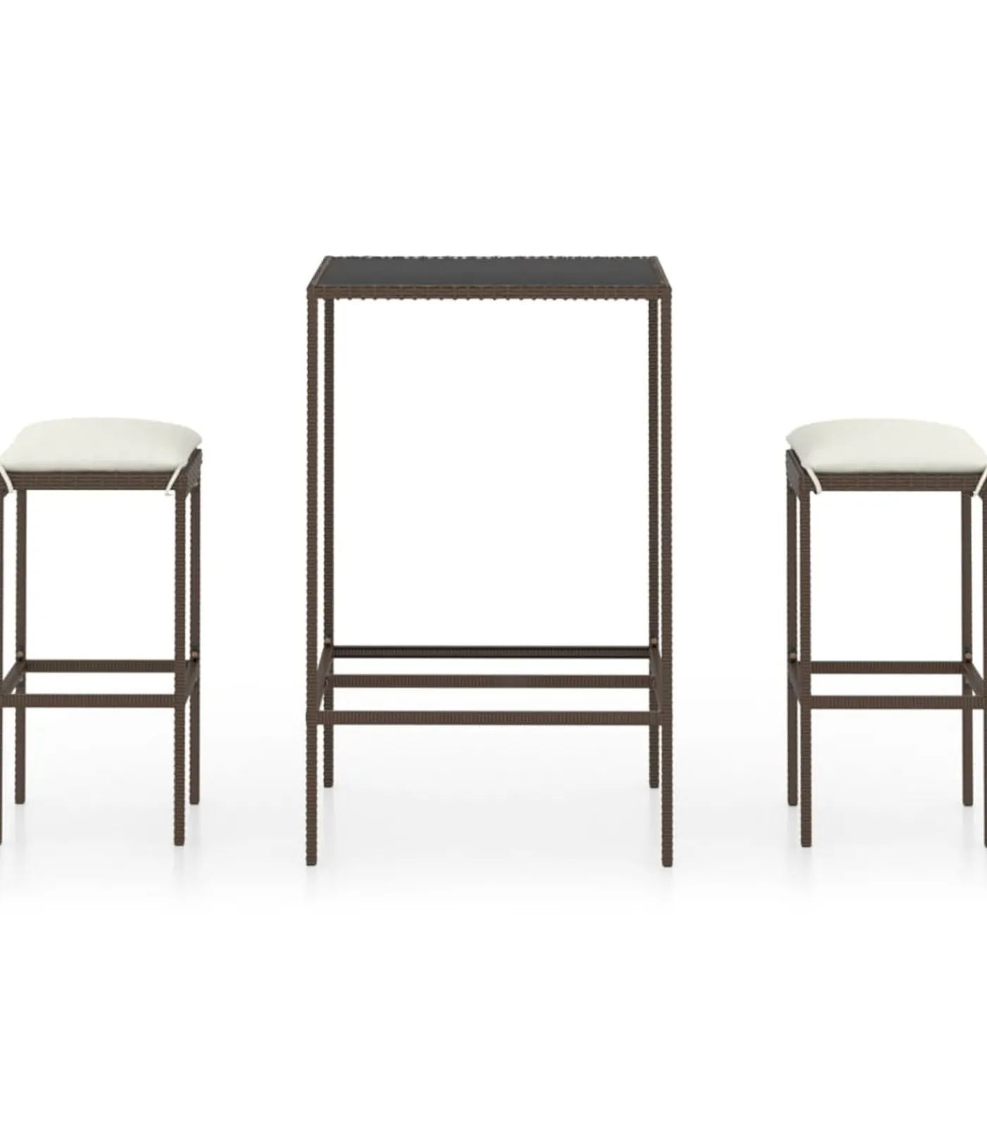 New 3-delige Tuinbarset met kussens poly rattan bruin Tuinmeubelen