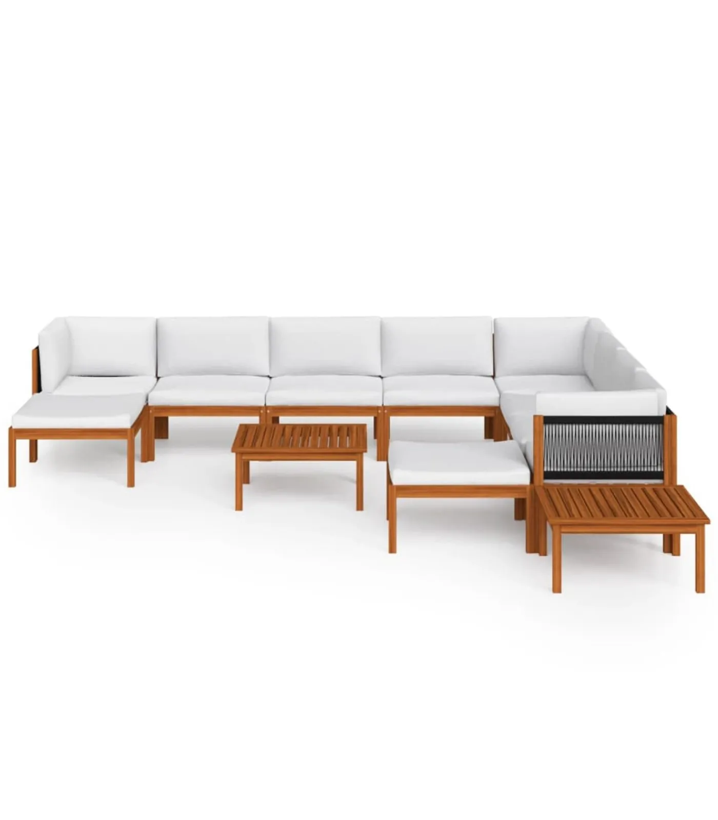 vidaXL 12-delige tuinloungeset met kussens crèmekleurig acaciahout en touw