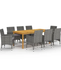 vidaXL 9-delige Tuinset grijs