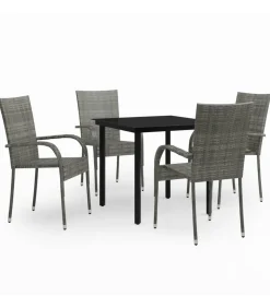 Online 5-delige Tuinset grijs en zwart Tuinmeubelen