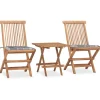 Best 3-delige Tuinset inklapbaar met kussen massief teakhout Tuinmeubelen