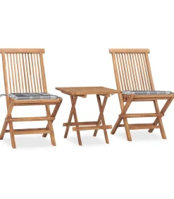 Best 3-delige Tuinset inklapbaar met kussen massief teakhout Tuinmeubelen