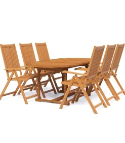 Outlet 7-delige Tuinset massief acaciahout Tuinmeubelen