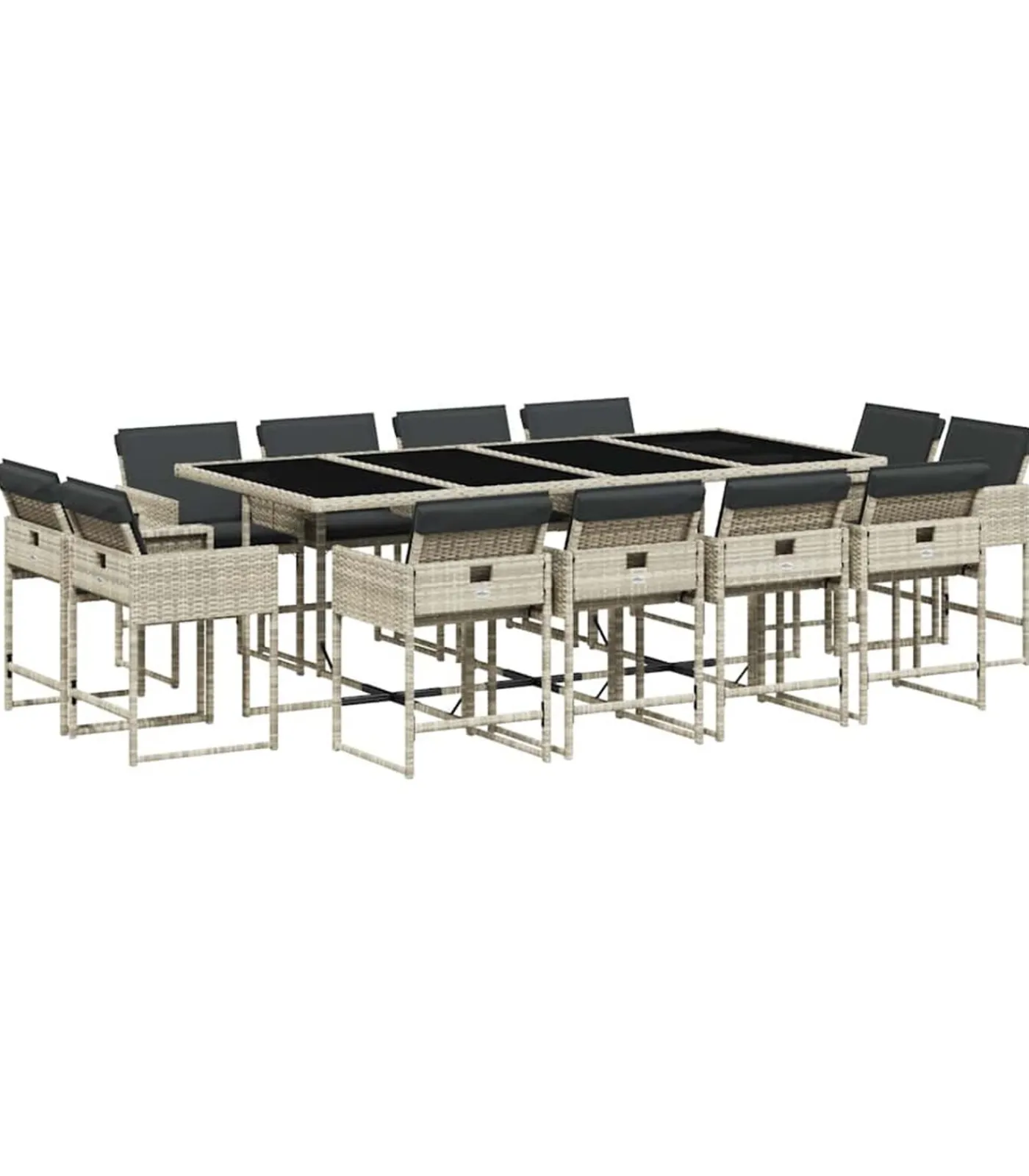 Sale 13-delige Tuinset met kussens poly rattan lichtgrijs Tuinmeubelen