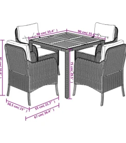 Best 5-delige Tuinset met kussens poly rattan zwart Tuinmeubelen