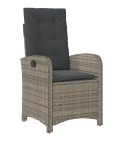 Outlet 3-delige Tuinset met kussens poly rattan grijs Tuinmeubelen