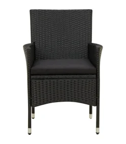 Sale 9-delige Tuinset met kussens poly rattan zwart Tuinmeubelen