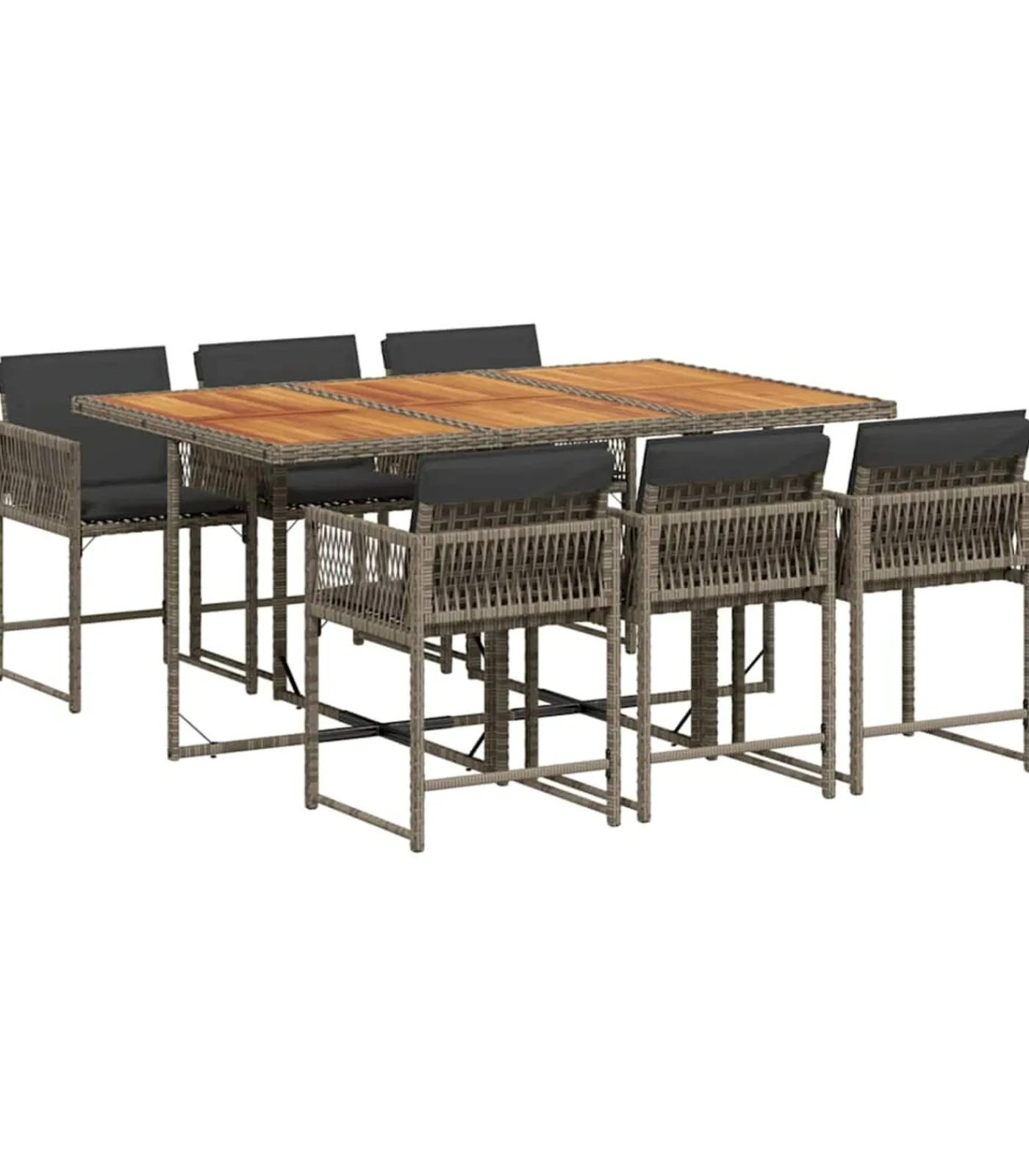 vidaXL 7-delige Tuinset met kussens poly rattan grijs