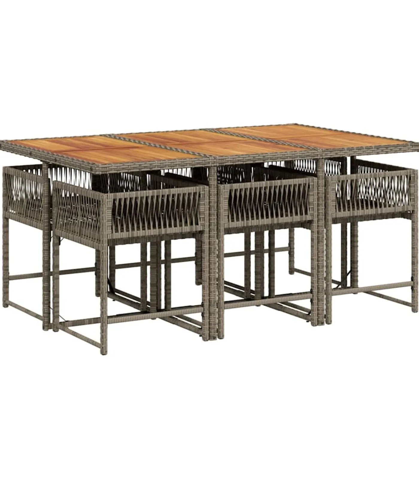 vidaXL 7-delige Tuinset met kussens poly rattan grijs