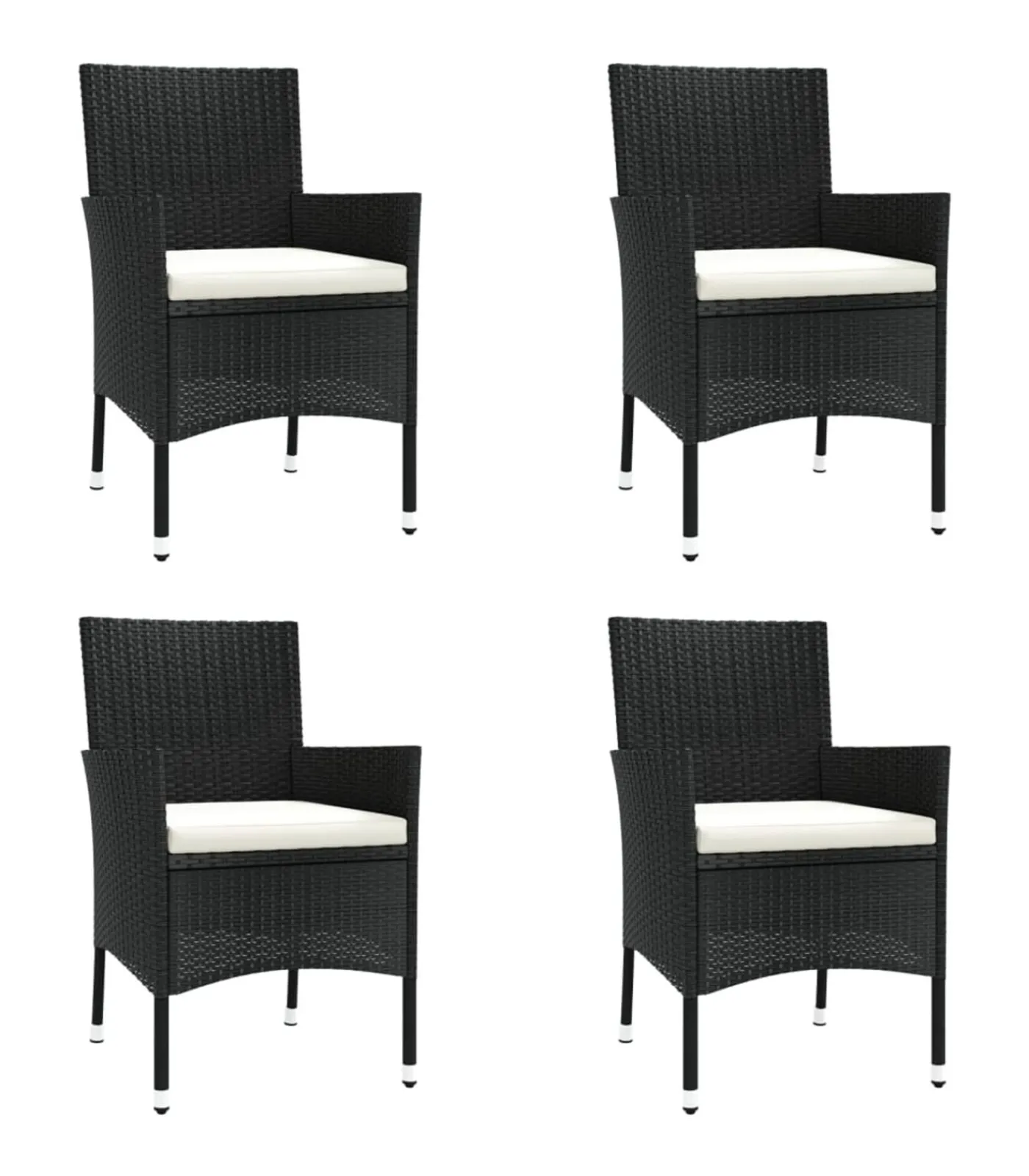 vidaXL 5-delige Tuinset met kussens poly rattan zwart