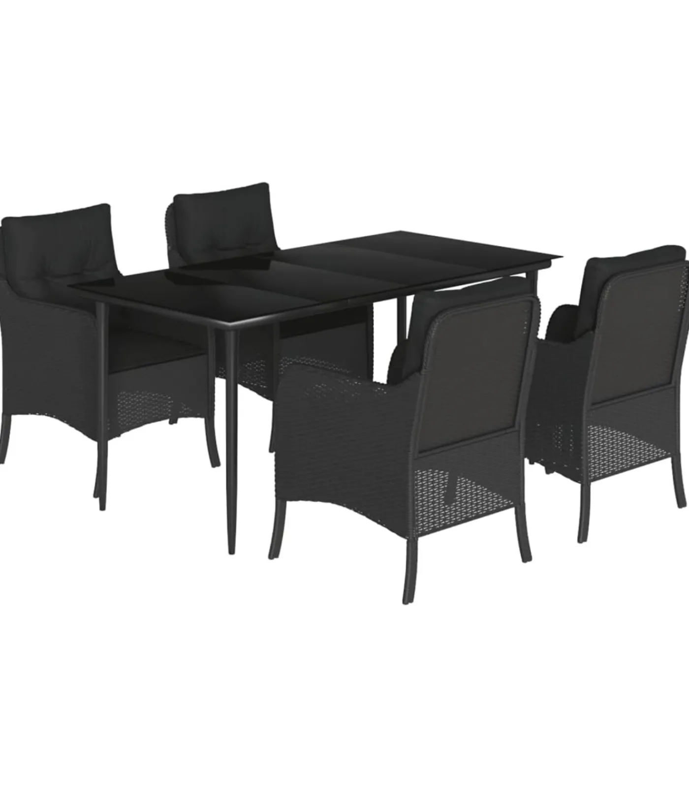 vidaXL 5-delige Tuinset met kussens poly rattan zwart