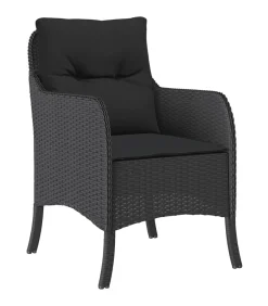 vidaXL 5-delige Tuinset met kussens poly rattan zwart