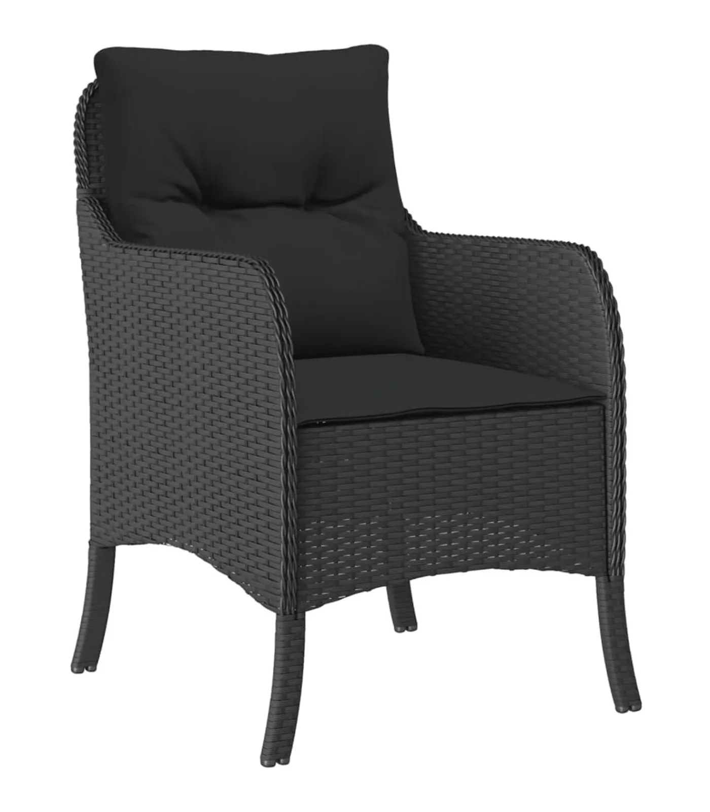 vidaXL 5-delige Tuinset met kussens poly rattan zwart