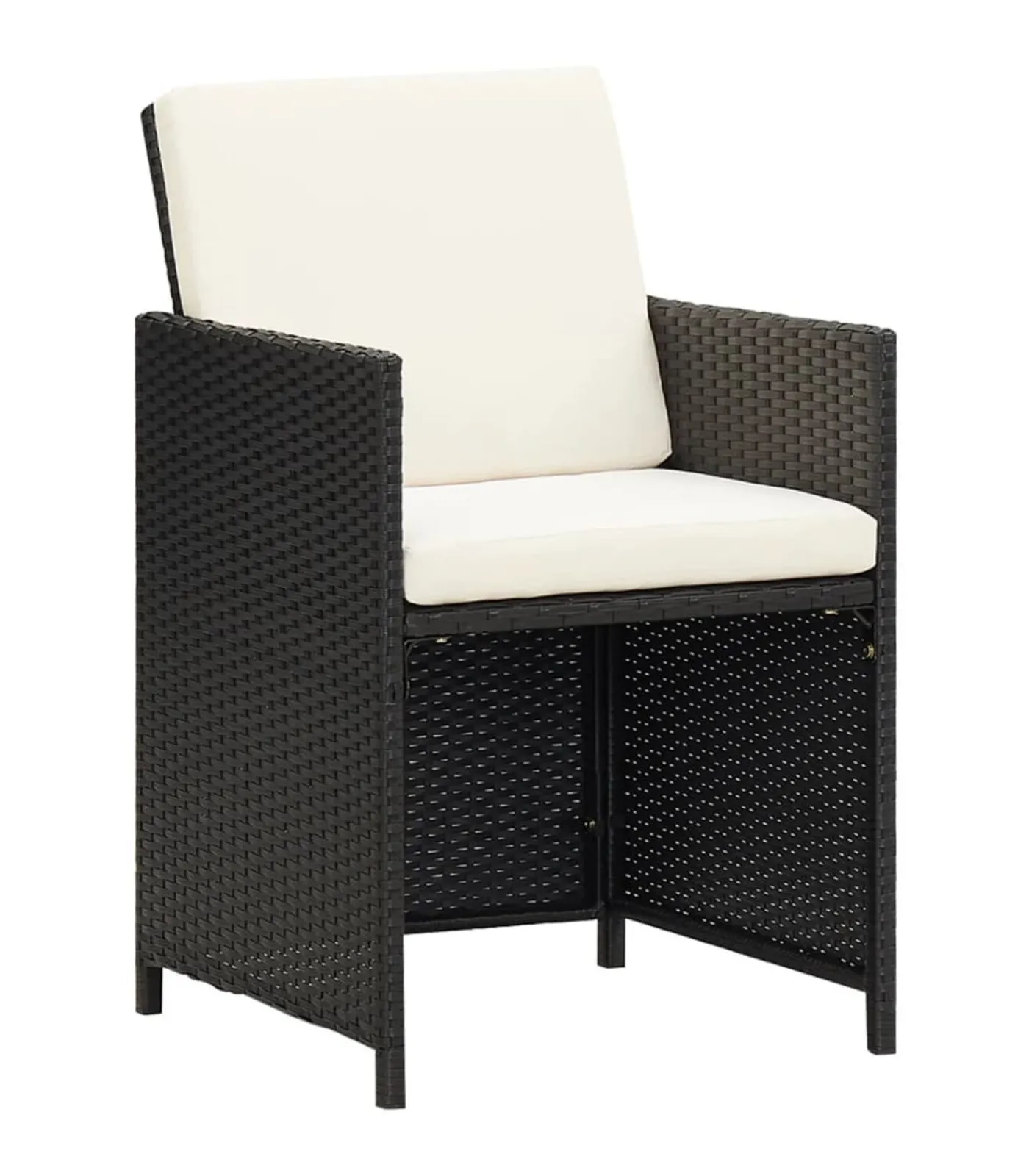 Best 5-delige Tuinset met kussens poly rattan zwart Tuinmeubelen