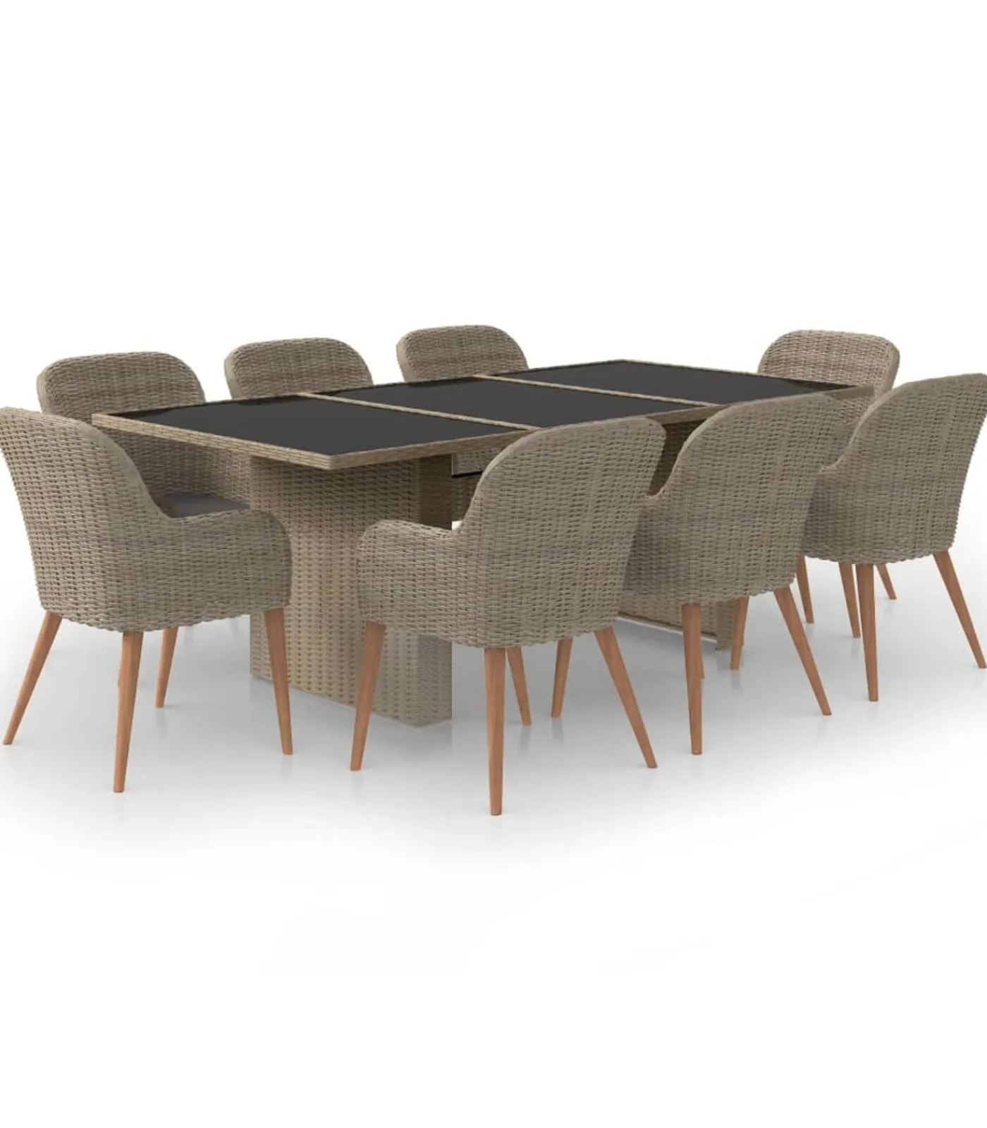 vidaXL 9-delige Tuinset poly rattan bruin