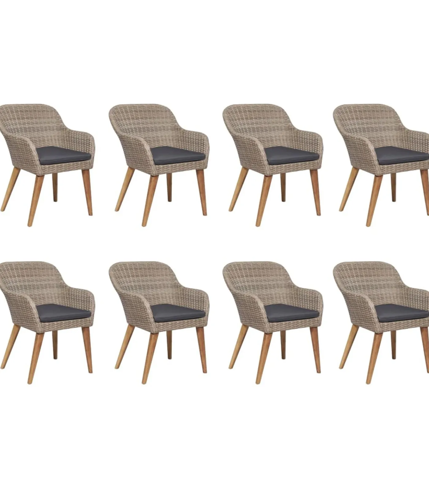 vidaXL 9-delige Tuinset poly rattan bruin