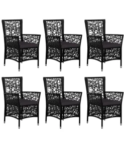 Outlet 7-delige Tuinset poly rattan zwart Tuinmeubelen