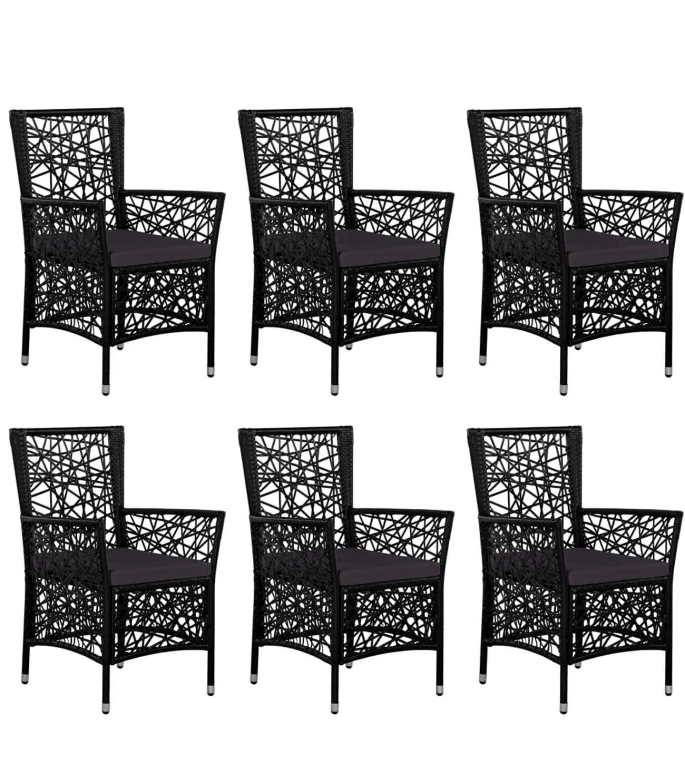 Outlet 7-delige Tuinset poly rattan zwart Tuinmeubelen