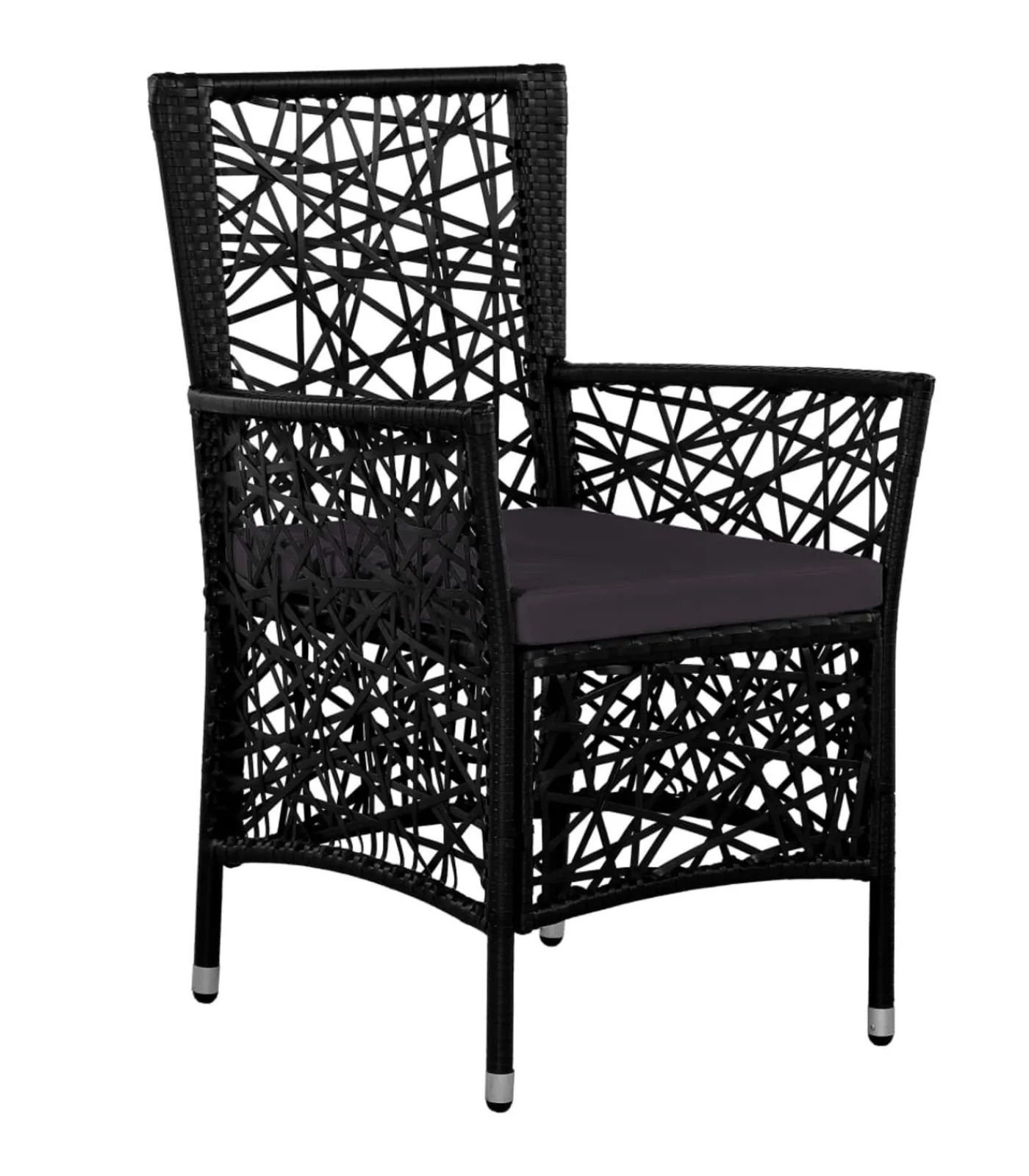 Outlet 7-delige Tuinset poly rattan zwart Tuinmeubelen