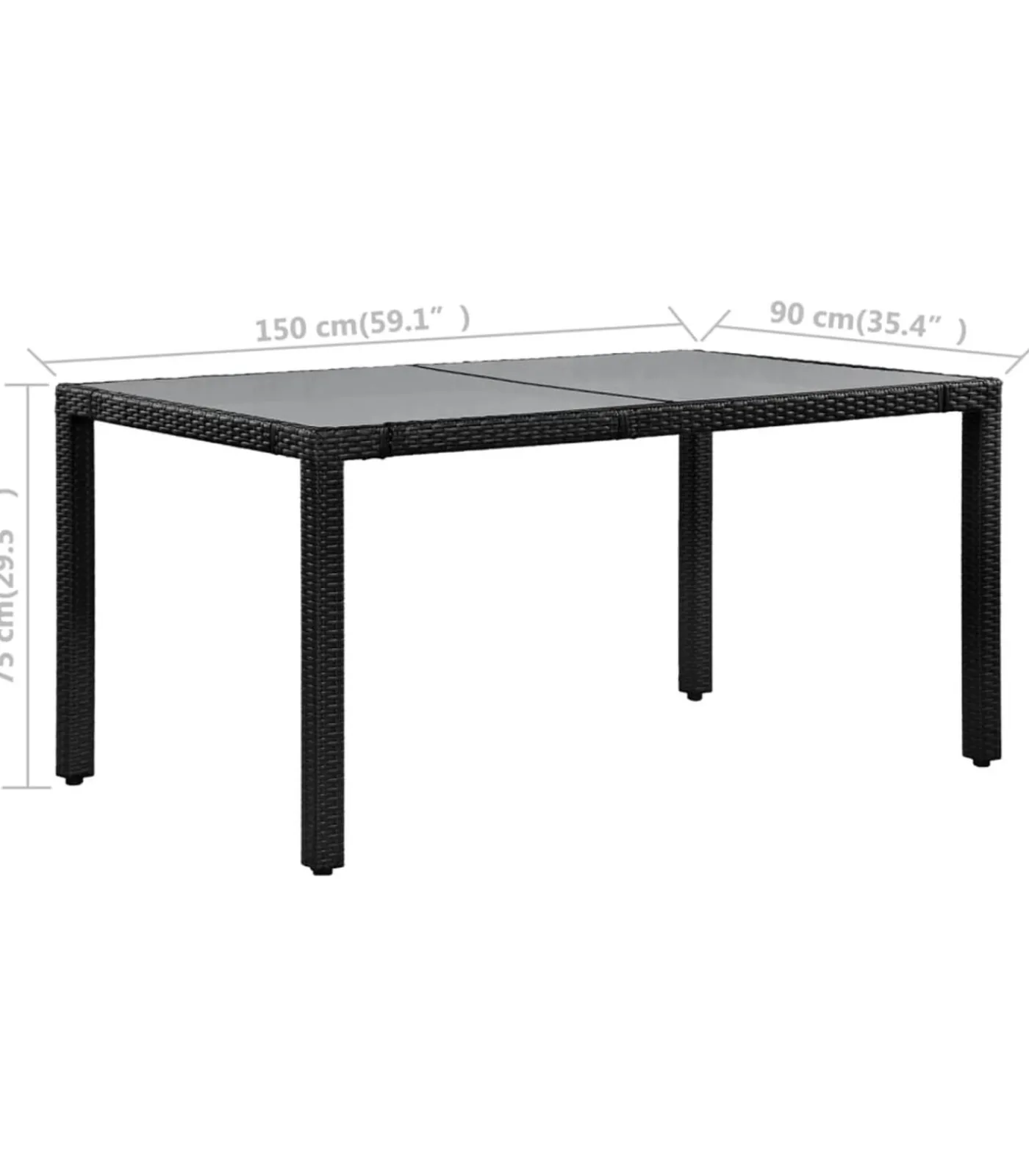 Outlet 7-delige Tuinset poly rattan zwart Tuinmeubelen