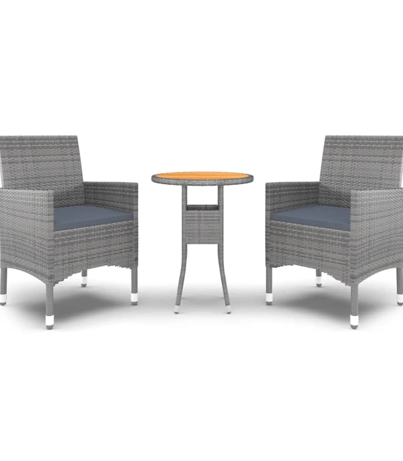 vidaXL 3-delige Tuinset poly rattan grijs