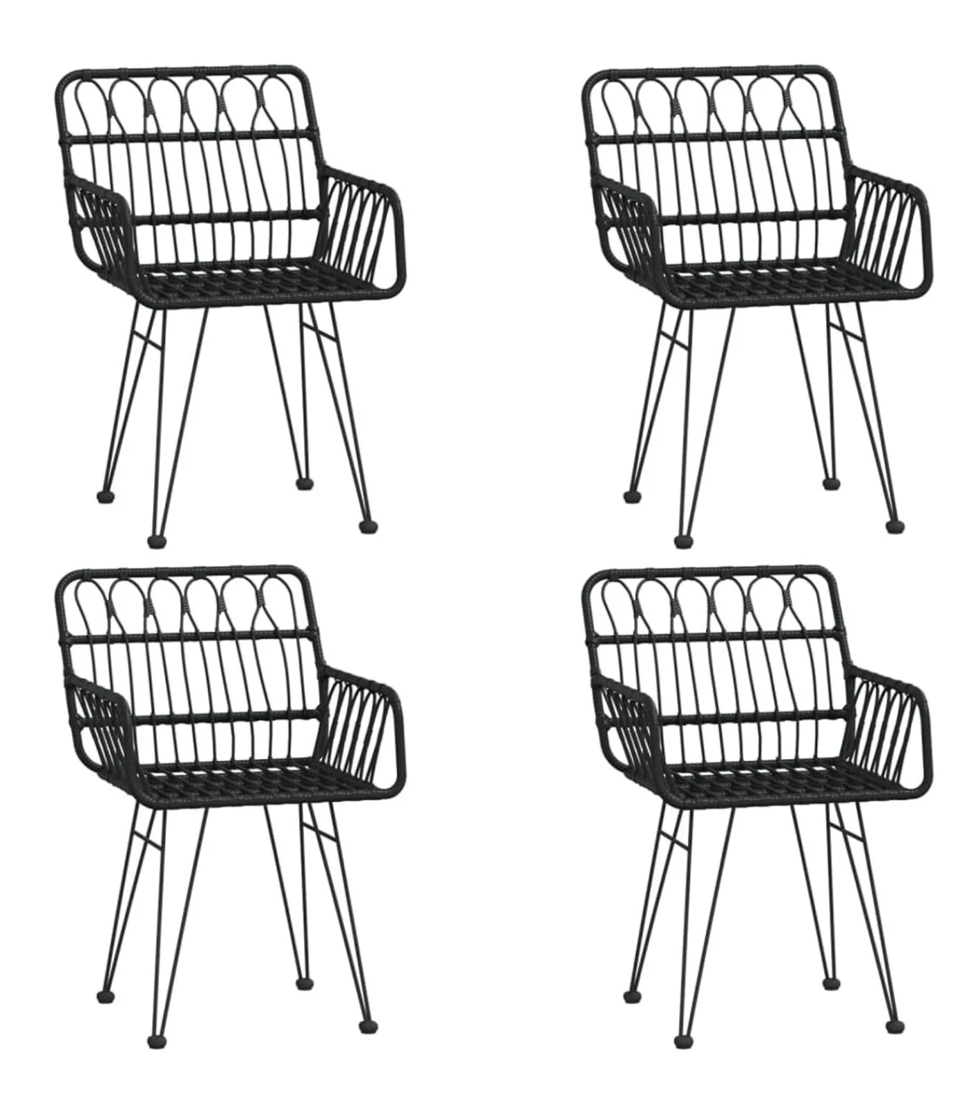 5-delige Tuinset poly rattan zwart Tuinmeubelen