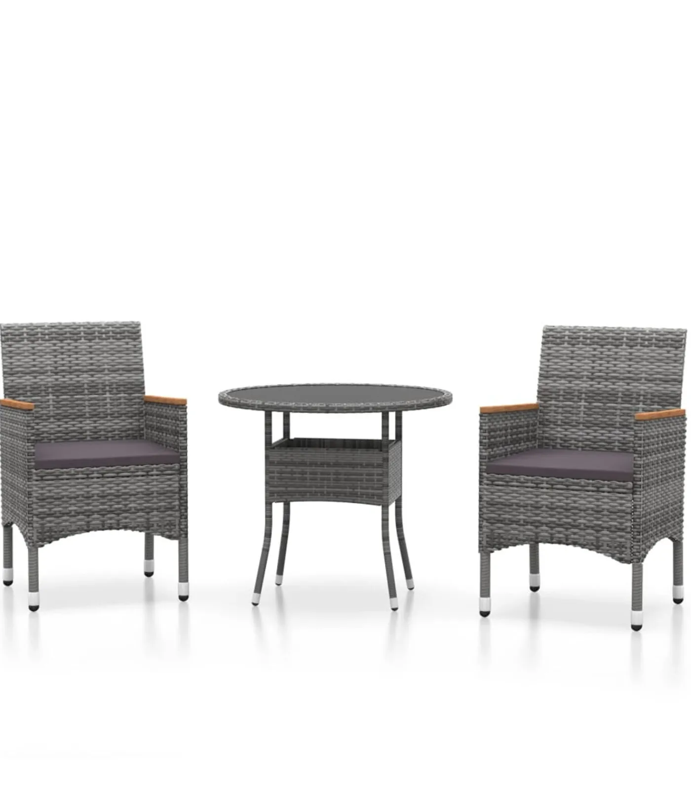 Clearance 3-delige Tuinset poly rattan grijs Tuinmeubelen