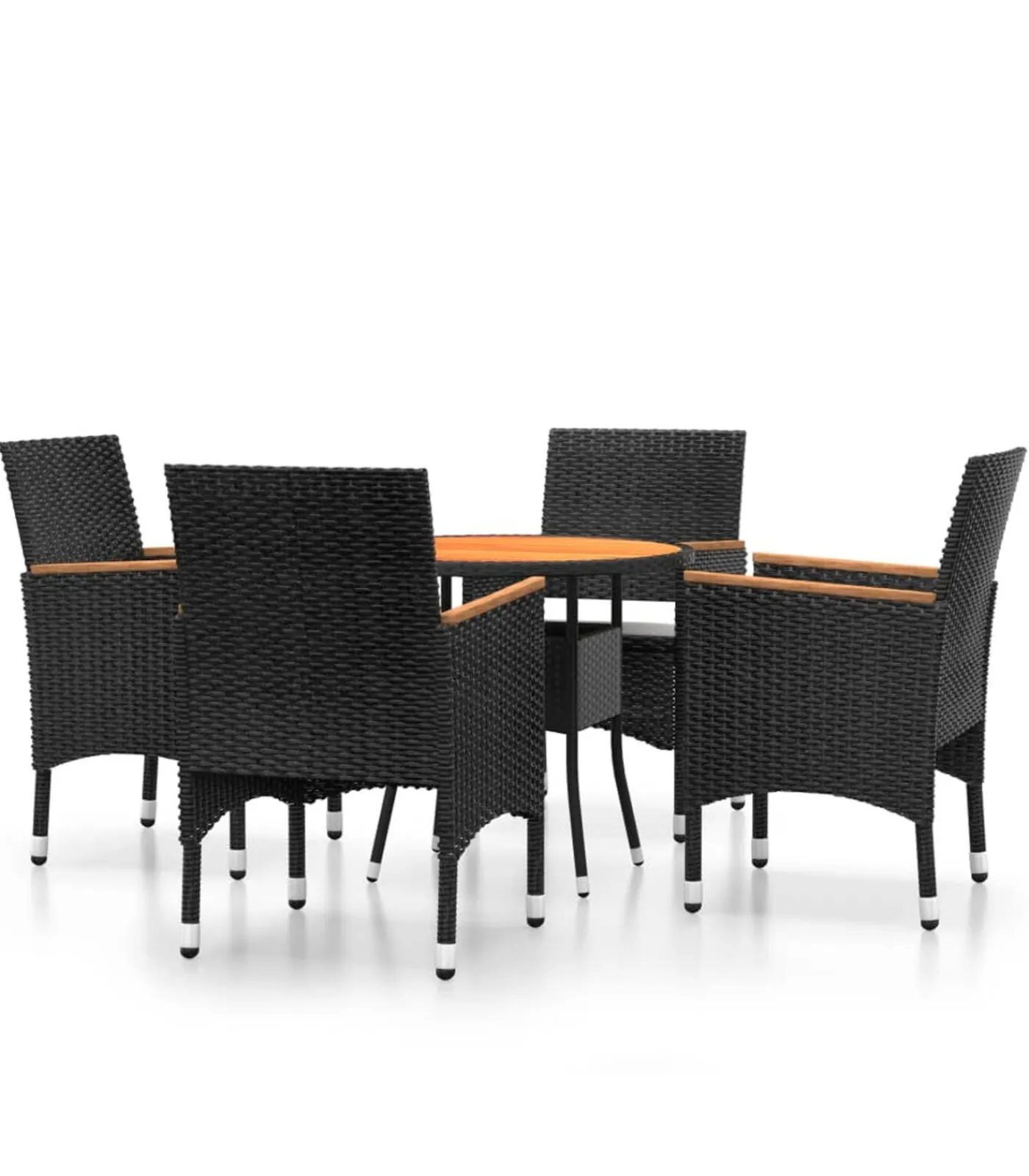 vidaXL 5-delige Tuinset poly rattan zwart