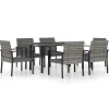 vidaXL 7-delige Tuinset poly rattan grijs