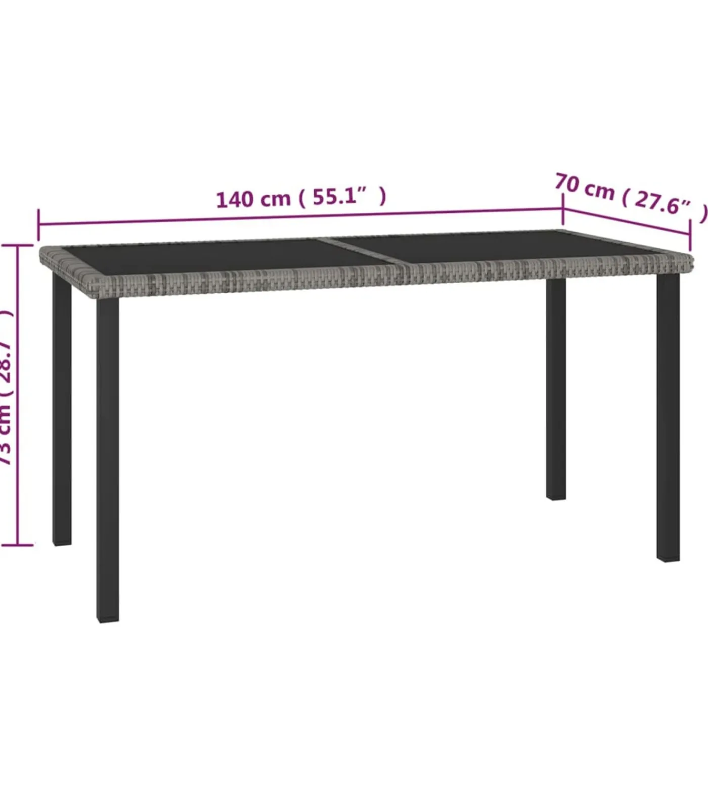 vidaXL 7-delige Tuinset poly rattan grijs