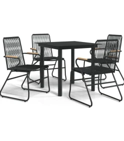 Clearance 5-delige Tuinset PVC-rattan zwart Tuinmeubelen