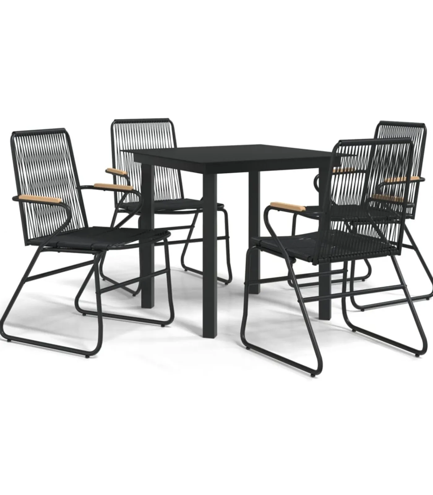 Clearance 5-delige Tuinset PVC-rattan zwart Tuinmeubelen