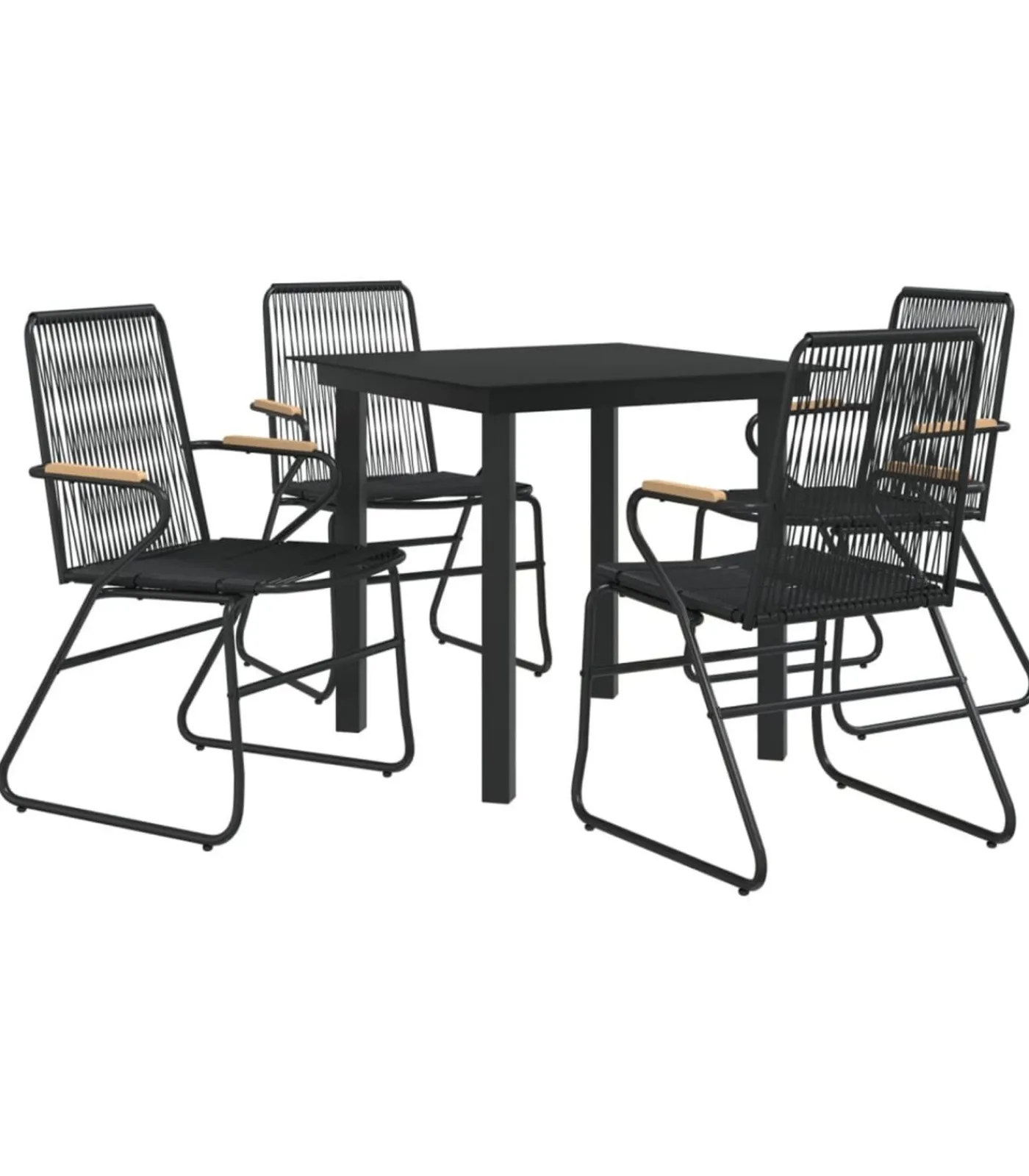 Clearance 5-delige Tuinset PVC-rattan zwart Tuinmeubelen