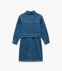 New Denim Jurk voor Meisjes Lange Mouwen met Ceintuur Kinderen Kleedjes