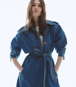 Denim Trenchcoat Lange Mouwen Ceintuur DAMES Jassen