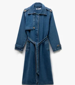 Denim Trenchcoat Lange Mouwen Ceintuur DAMES Jassen