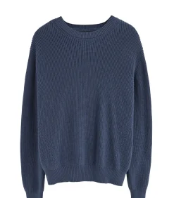 Sale Denimblauwe cardigan met Engelse ribbel en -patch Heren Truien & Cardigans