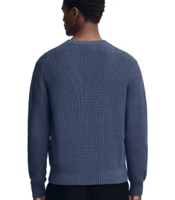 Sale Denimblauwe cardigan met Engelse ribbel en -patch Heren Truien & Cardigans