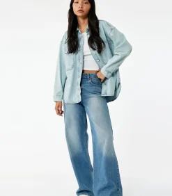 DAMES Koton Denimblouse met Knoopsluiting en Zakdetail