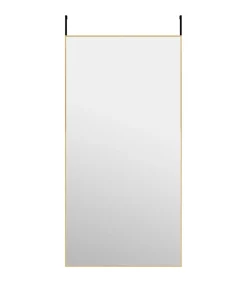 New Deurspiegel 50x100 cm glas en aluminium goudkleurig Spiegels
