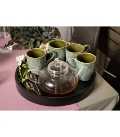 Clearance Dienblad Acacia Zwart ø 35 cm Tafelgerei