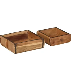 vidaXL Dienblad met opslag 2 pcs Bruin 31 x 29 x 10 cm