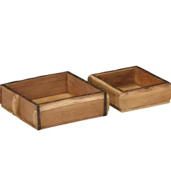vidaXL Dienblad met opslag 2 pcs Bruin 31 x 29 x 10 cm